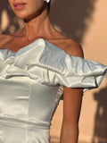 Quality Summer Bodycon Party Dress Women White Ruffle Dress Elegant Off The Shoulder Mini Dress Celebrity Even Club