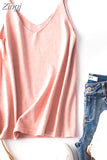 Women Knitting Spaghetti Strap Top Halter V Neck Camisole Women'S Basic Casual Sleeveless Knited Tank Tops Summer