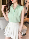Summer Blouses for Women Stripe Womens Tops Shirt Chiffon Sleeveless Womens Blouses Basic Clothes for Women Sexy