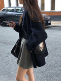 Zingj Chic Black Woolen Coat Advanced Sense Small Retro Lapel Single Breasted In The Long Woolen