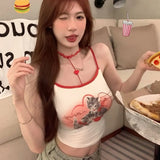 Chicks Feel Kitten Print Hottie Sling Vest Female Summer Inside Repair Body Wearing Sexy