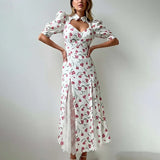 2025 Women's Dress New Temperament Fashion Print V Tie Tie To Straighten