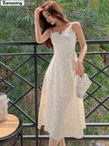 Robe New Women Elegant Spaghetti Strap Midi Dress Female Casual Vestdios Ladies Beach