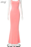Summer Simple Satin Slip Maxi Dress Women Sleeveless Backless Slim Party Y2K Concise Camisole Dress Female