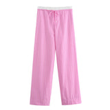 New Rolled-Edged Poplin Shirt Rolling-Edged Pajamas Style Pants