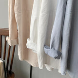 Minimalist Loose White Shirts for Women Turn-down Collar Solid Female Shirts Tops 2020 Spring Summer