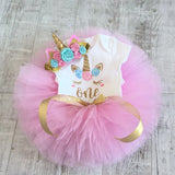 Baby Infant Christening One Year 1st Birthday Outfit Princess Cottoning Baptism Baby Girl Unicorn Dress Baby