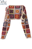 New Desig Women Bohemian Ethnic Style Handmade Crochet Loose Cardigan Mujer Colorful Hollow Out Knitted Sweater Coat
