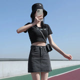 Fashion Jeans Woman Harajuku Skirts Bodycon High Waist Skirt Denim Black Mini Skirt Y2K Jeans Skirt Women Clothes