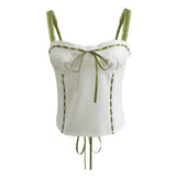 New Color Lace-Up Trim Short Halter