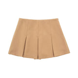 New Wide-Pleated Solid Color Fashionable Short Skirt
