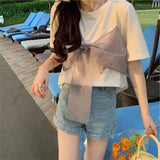 Sleeve T-shirts Women Popular Simple All-match Lovely New Arrival Ins College Leisure Korean Style Cosy Loose Elegant