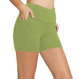 Yoga Pants Pocket High Waist Elasticity Pure Color Breathable Exercise Running Training Fitness