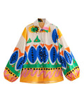 Summer Style Fluffy Sleeve Printed Shirt Printed Home Pants Printed Shorts