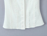 Buttoned Lace Trim Tank Top-Outfit