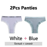 2PCS/Set Women's Panties Cotton Lace Panties And Thongs Comfortable Lingerie Low Waisted Underpants Female Lingerie