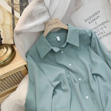 Chiffon Blouse Women's White LongSleeve Tops Spring 2023 Korean Fashion Shirt Solid Color Niche Loose Shirt Women Plus