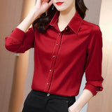 Women's Shirt Spring and Autumn Blouses for Women Long Sleeve Top Women-clothing Polo Neck Button Up Blouse Woman Basic Shirt