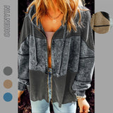 The Ins Fall Ladies Hooded Jacket ¡¤ Niche Make Old Cotton Hoodie Waffg Patchwork Loose Coat-Outfit
