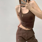 Women's Cleanfit Casual Camisole Sleeveless Tops U Neck Solid Color Slim Fit Summer Sporty Vest for Party