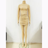 New Star Fashion Hot Diamond Elastic High-Necked Bottom Shirt 褶皱半裙