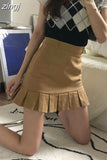 Sexy High Waist Pleated Mini Skirt Women Korean Fashion A Line Skirt Summer Preppy Style Casual All Match Black Skirt