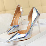 Zingj Metallic High Heels With High Heels Shallow Pointed Side Hollow Out Sexy Nightclub Women's Singles