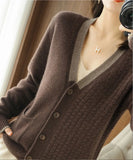 Zingj Version New V-Neck Cardigan Female Long Sleeve Sweater Loose Coat Knit Jacket Languid Lazy Wind