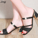 Summer Women Flat Sandals Shoes Women Square Heel Sandalias Buckle Sandals High Heels Strap Sandals Block Heel