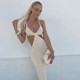 Hollowed-Out Halter Dress Women's Dress Sexy Temperament And Elegant Slim Dress In