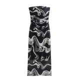 New Printed Silk Mesh Wrinkle Slim Breast Dress