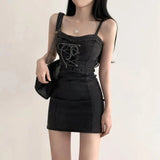 Zingj Chic Summer New Versatile Sexy Waist Show Thin Lace Cowboy Short Skirt Package Buttock Dress