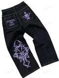 Year's New Skeleton Embroidered Jeans For Men's Casual Street Style Korean Version Of The Trend Is