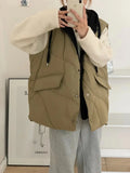 Fake Two Down Vest Women 2024 Winter New Fashion Thick Warm Hoodie Money Sleeveless Vest Coat Tide-Outfit