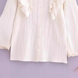 Spring 2024 Lotus Leaf Shirt Lapel Single-Breasted Shirt
