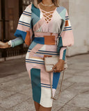 Independent Station Fashionable Fashion Printed Long-Sleeved Dress Women's