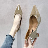 Zingj High Heels, Single Shoes, Korean Version Women's Shoes, Nude Pointed Heels, Thick Heels, Spring And Autumn Shoes, Lacquered Leather Work