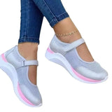 Zingj New Casual Single Shoes Women's Thick Soles Flying Weave Breathable Velcro Leisure Mesh Large Size Women's