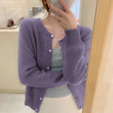 Zingj New Round-Necked Purple Sweater In Early Autumn Is Loose And Wears A Sweater