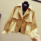 Zingj Short Windbreaker Female Autumn 2024 New Korean Version Fashion Loose Versatile Waist Show Thin Coat Female Tide-Outfit