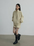 [Daihe] Autumn New Casual Cotton Brocade Standing Collar Simple And Versatile Solid Color Medium And Long Jacket Coat H7210-Outfit