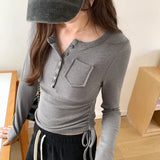 Long-Sleeved T-Shirt A New Slim Design For Women In Autumn Shows A Thin Blouse With A Bottomed Shirt