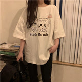Women Harajuku Milk Printed Kawaii BF Couple Clothes Unisex Loose Long Summer Tee Top Womens Tshirt Korean Style