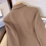 Zingj Suit Female 2024 Spring And Autumn New Khaki Loose Show Thin Suit Jacket Casual Wide-Leg Pants Two-Piece