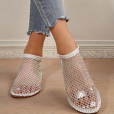 Summer New Round-Headed Sandals Hollowed-Out Network Celebrity Diamond-Encrusted Short Boots Summer Sexy Large-Size Flat