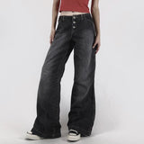 Vintage Dark Wash Wide Leg Loose JeansOutfit
