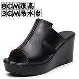 Hollow Waterproof Table Thick Bottom One-Word Drag High Slope And Fitting Room Slippers Soft Bottom Loose Cake 4243 Women Cold