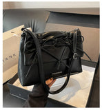 Aesthetic Bow Solid Color Leather Shoulder Bag-Outfit