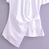 New Spring Poplin Waist Shows Thin Lace Fashion Shirt