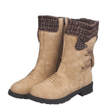 Zingj Large Size Tall Martin Boots Step Into The Round Head Square Heel Side Zipper Thick With Autumn And